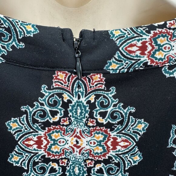 Mossimo Womens Black Medallion Print Back Zipper Fit & Flare Dress Size S - Picture 6 of 9